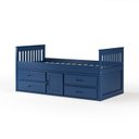Ver imagem 2 de Cama Solteiro com 04 Gavetas e 01 Porta Funcional de Madeira Maciça - Azul Escuro