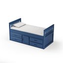 Ver imagem 5 de Cama Solteiro com 04 Gavetas e 01 Porta Funcional de Madeira Maciça - Azul Escuro