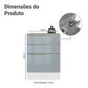 Ver imagem 2 de Balcão de Cozinha 60 cm 3 Gavetas Branco/Cinza Lux Madesa