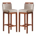 Ver imagem 1 de Kit 2 Banquetas Média Estofadas com Encosto 38x92 Cm Líbia Madeira Maciça Suede Bege CCS