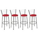 Ver imagem 1 de Kit 4 Banquetas Média Cromada Com Encosto Assento Vermelho