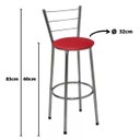 Ver imagem 3 de Kit 4 Banquetas Média Cromada Com Encosto Assento Vermelho