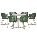 Ver imagem 1 de Mesa com 6 Cadeiras de Jantar Roma 120cm e Noronha em Alumínio Fendi Corda Náutica Estofado 7 Trama