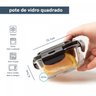 Pote de Vidro com Tampa Quadrado Hermético Oikos - 3