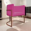 Ver imagem 2 de Poltrona Decorativa Recepção Luna Base de Ferro Bronze - Pink Corino