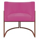 Ver imagem 4 de Poltrona Decorativa Recepção Luna Base de Ferro Bronze - Pink Corino