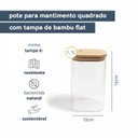Ver imagem 3 de Pote de Vidro com Tampa de Bambu Quadrado Flat de Mantimento Oikos