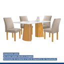 Ver imagem 2 de Conjunto de Jantar Stella 4 Lugares Tampo em Vidro com Cadeiras Bege 120cm Cel Móveis