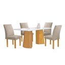 Ver imagem 6 de Conjunto de Jantar Stella 4 Lugares Tampo em Vidro com Cadeiras Bege 120cm Cel Móveis