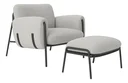 Ver imagem 1 de Kit Poltrona Cadeira Decorativa + Puf Serrana Zahav Estofado:Bouclé Cinza Courino Preto