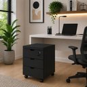 Ver imagem 1 de Gaveteiro Móvel F5 Office Moderno 3 Gavetas MDP com Chave Preto