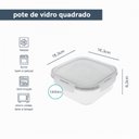 Ver imagem 3 de Pote de Vidro com Tampa Quadrado Hermético Oikos