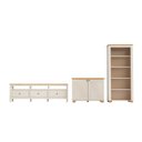 Ver imagem 2 de Conjunto de Sala 3 Peças Rack, 1 Estante,1 Armário Madeira Maciça Ananda CabeCasa MadeiraOriginals Branco Off White/Mel