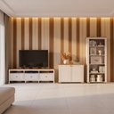 Ver imagem 1 de Conjunto de Sala 3 Peças Rack, 1 Estante,1 Armário Madeira Maciça Ananda CabeCasa MadeiraOriginals Branco Off White/Mel
