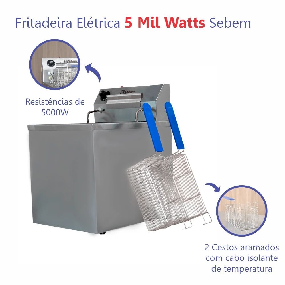 Fritador Fritadeira Elétrica Industrial Batatinha Porção 5000w Tanque de 15 Litros Sebem - 2