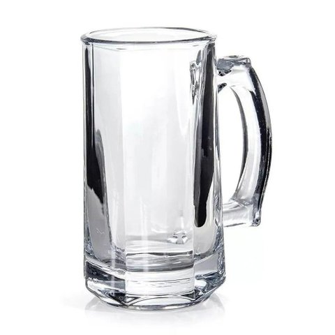 Jogo 6 Caneca de Chopp Zero Grau Vidro Transparente Casual Resistente Bar 380ml Class Home