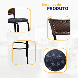 Banqueta para Cozinha Banco Alto Junco Argila Balcão Ilha Bancada Bares Piscina Área Gourmet - 4