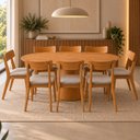 Ver imagem 1 de Conjunto Sala de Jantar Mesa Oval Genebra 160cm e 8 Cadeiras Rafa Nozes / Cinza