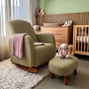 Ver imagem 1 de Poltrona Amamentação Balanço Madeira e Puff Jhessy Bouclê Pistache R04 - D’Rossi
