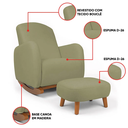 Ver imagem 2 de Poltrona Amamentação Balanço Madeira e Puff Jhessy Bouclê Pistache R04 - D’Rossi