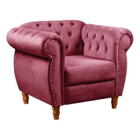 Sofá Nobreza Poltrona Chesterfield Suede Bordô
