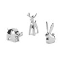 Ver imagem 1 de COELHO & ELEFANTE & RENA - KIT C/ 3 PEÇAS PORTA ANÉIS CROMADO