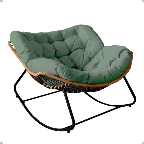 Poltrona de Balanço Nut Chair Verde com Estrutura Robusta e Almofada Removível