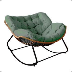 Poltrona de Balanço Nut Chair: Verde com Estrutura Robusta e Almofada Removível