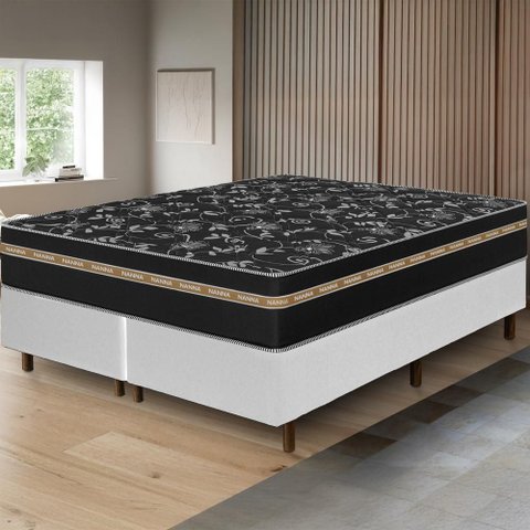 Cama Box Branca + Colchão King Size Ortho Suport Ortopédico Espuma D33 Pillow Paparazzi