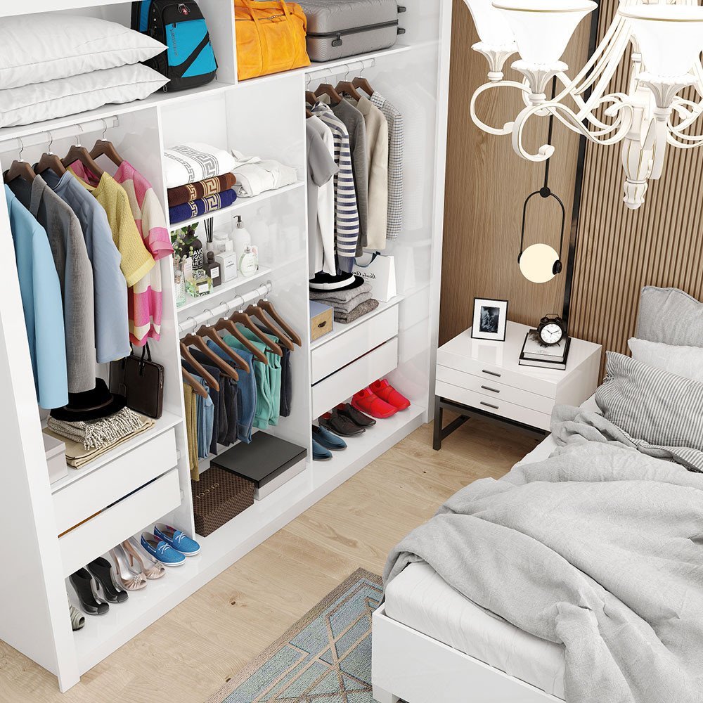 Quarto Completo Casal Closet Clarice 4 Gavetas Sapateira 2 Portas Premium e Cama Carioca Móveis - 3