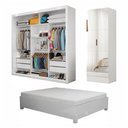 Ver imagem 2 de Quarto Completo Casal Closet Clarice 4 Gavetas Sapateira 2 Portas Premium e Cama Carioca Móveis