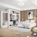 Ver imagem 1 de Quarto Completo Casal Closet Clarice 4 Gavetas Sapateira 2 Portas Premium e Cama Carioca Móveis