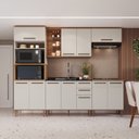 Ver imagem 1 de Cozinha Modulada Completa 5 Peças com Torre Quente para 2 Fornos Isabelle Bege/Freijó/Arenas
