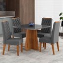 Ver imagem 1 de Mesa de Jantar 4 Lugares Cucina Mel/cinza/veludo Cinza - Viero Móveis