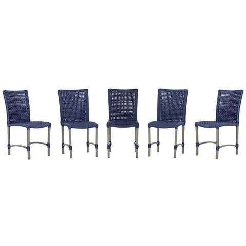 5 Cadeiras de Jantar Cannes de Alumínio Pintura Fendi Trama Azul