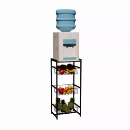 Fruteira 3 Cestos Cozinha Preto em Aço Tampo Amadeirado Ref4 - 5