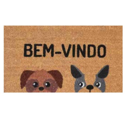 Capacho Retangular Fibra de Coco Cachorro 33x60 Bella Casa