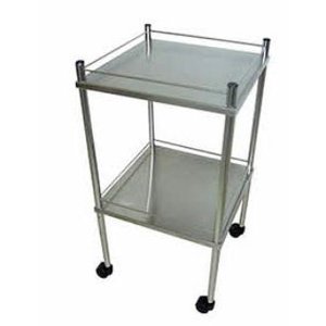 Mesa Auxiliar 2 planos com varandas em aço inoxidável Therj MA2PG 40cm x 40cm x 80cm