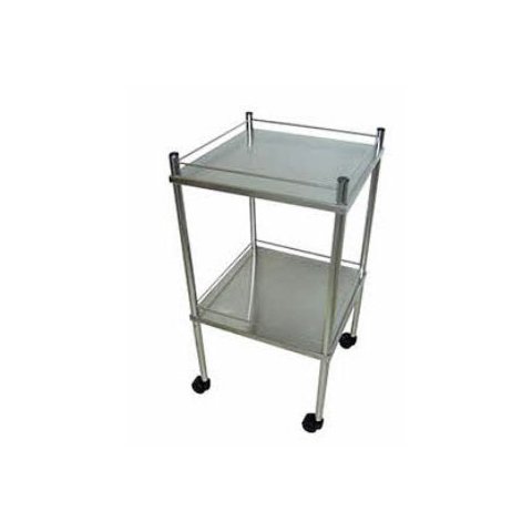 Mesa Auxiliar 2 planos com varandas em aço inoxidável Therj MA2PG 40cm x 40cm x 80cm