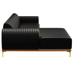 Sofá 2,45M 4 Lugares com Chaise Esquerdo Pés Gold Molino B-159 Corano Preto - 6