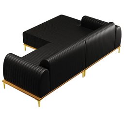 Sofá 2,45M 4 Lugares com Chaise Esquerdo Pés Gold Molino B-159 Corano Preto - 5