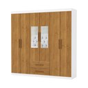 Ver imagem 2 de Guarda-Roupa 6 Portas 2 Gavetas com Espelho Aurora Marrom/Cinamomo/Branco