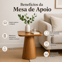 Ver imagem 2 de Mesa Lateral para Sala Quadrada de Madeira com Base Conê
