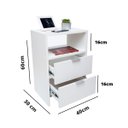Ver imagem 2 de Kit 2 Mesas de Cabeceira Branca com 2 Gavetas e Nicho Mesinha Quarto Lateral da Cama Estilo Cômoda
