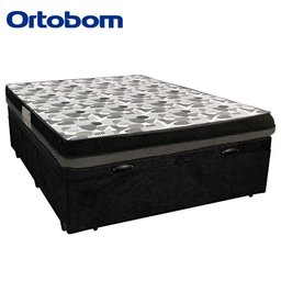 Cama Box Baú Casal Suede + Colchão Ortobom Iso Dupla Face 138x188x60 Cor:preto - 6