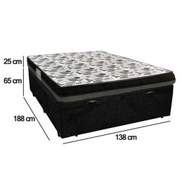 Cama Box Baú Casal Suede + Colchão Ortobom Iso Dupla Face 138x188x60 Cor:preto - 3