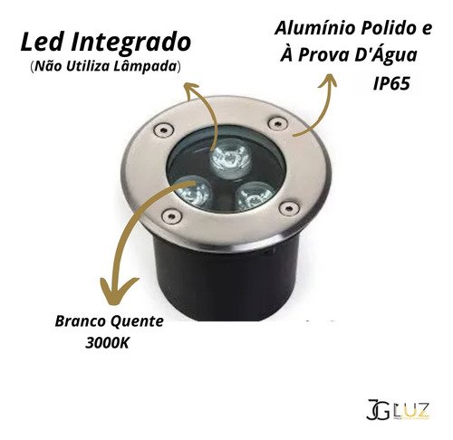 Balizador Led Externo 3w Embutir Parede Escada Deck 3000k - 3