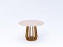 Ver imagem 1 de Mesa de Jantar Pitanga Redonda 1,09m em Madeira Tauari e Vidro Off White