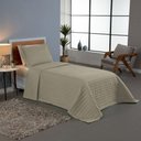 Ver imagem 5 de Kit Cobre Leito Colcha Bellini Solteiro Dupla Face Percal 300 Fios Textura Matelassê - Cáqui