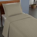 Ver imagem 4 de Kit Cobre Leito Colcha Bellini Solteiro Dupla Face Percal 300 Fios Textura Matelassê - Cáqui